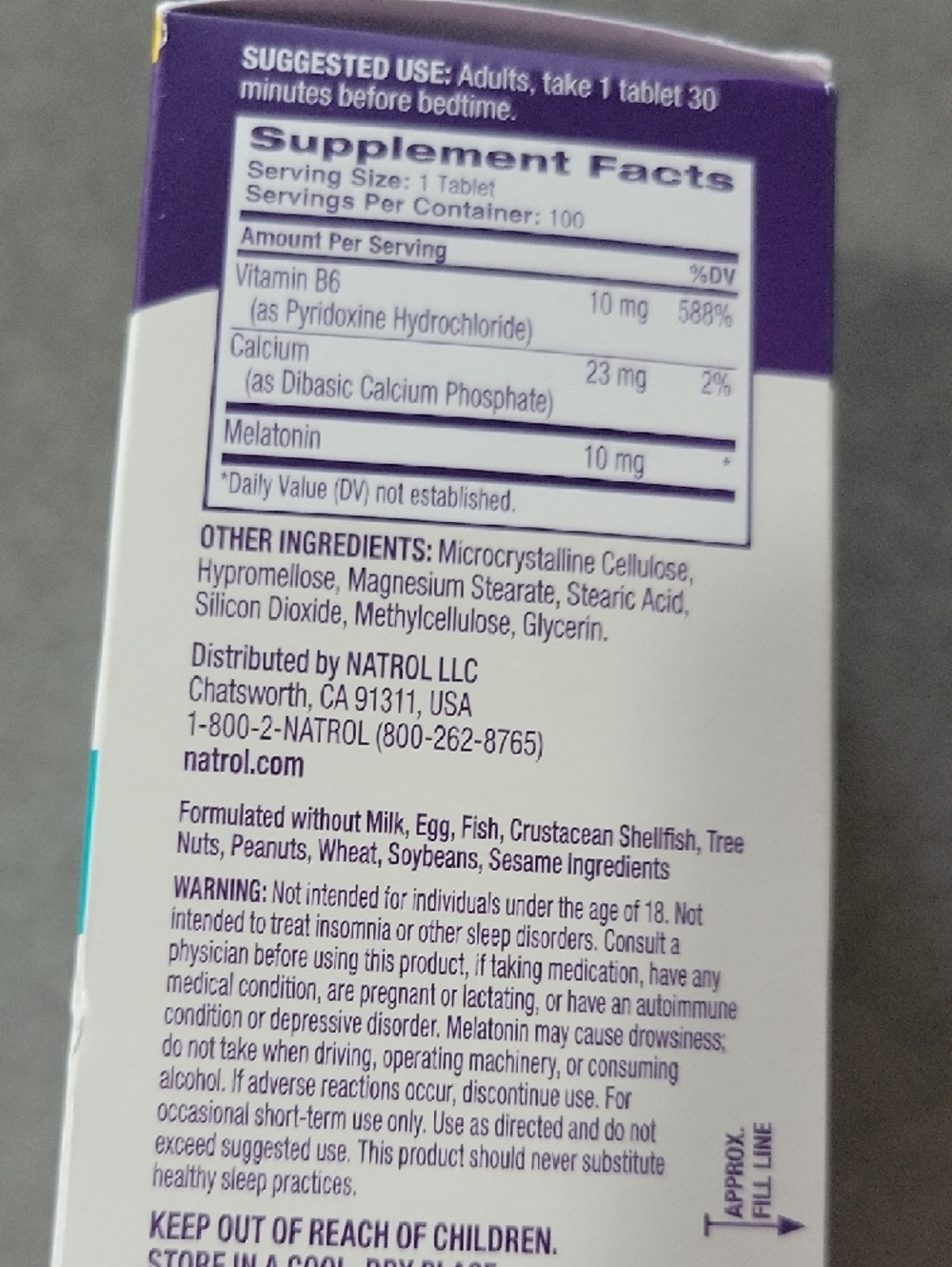 Natrol Time Release Melatonin 10mg - White & Purple Box - Picture 3 of 5